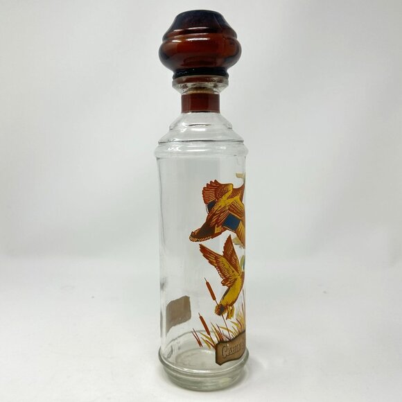 Vtg Cabin Still Bourbon Glass Decanter Sportsman Mallard Duck Amber Stopper - Picture 9 of 16
